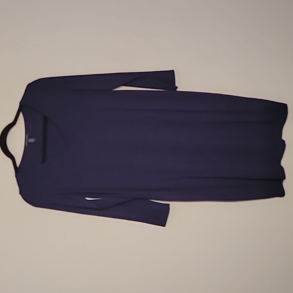 Eileen Fisher shift midi dress Sz S Navy Stretchy Modest Comfy
